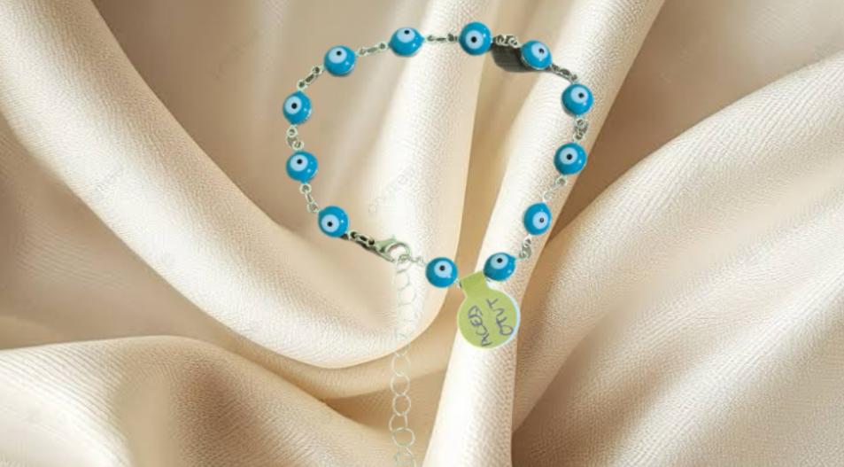 TOBILLERA OJO TURCO VERDE ACERO INOXIDABLE