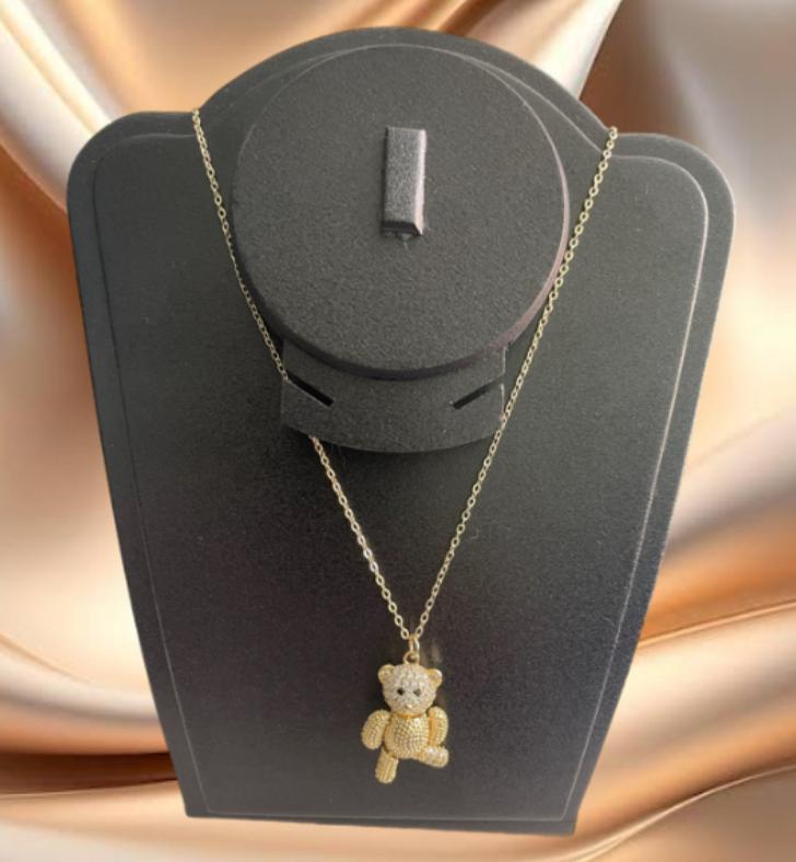 CADENA CON DIJE DE OSITO DE DIAMANTES DE IMITACION