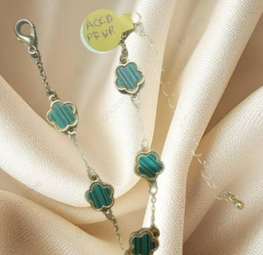 PULSERA DE FLOR VERDE RAYADA 