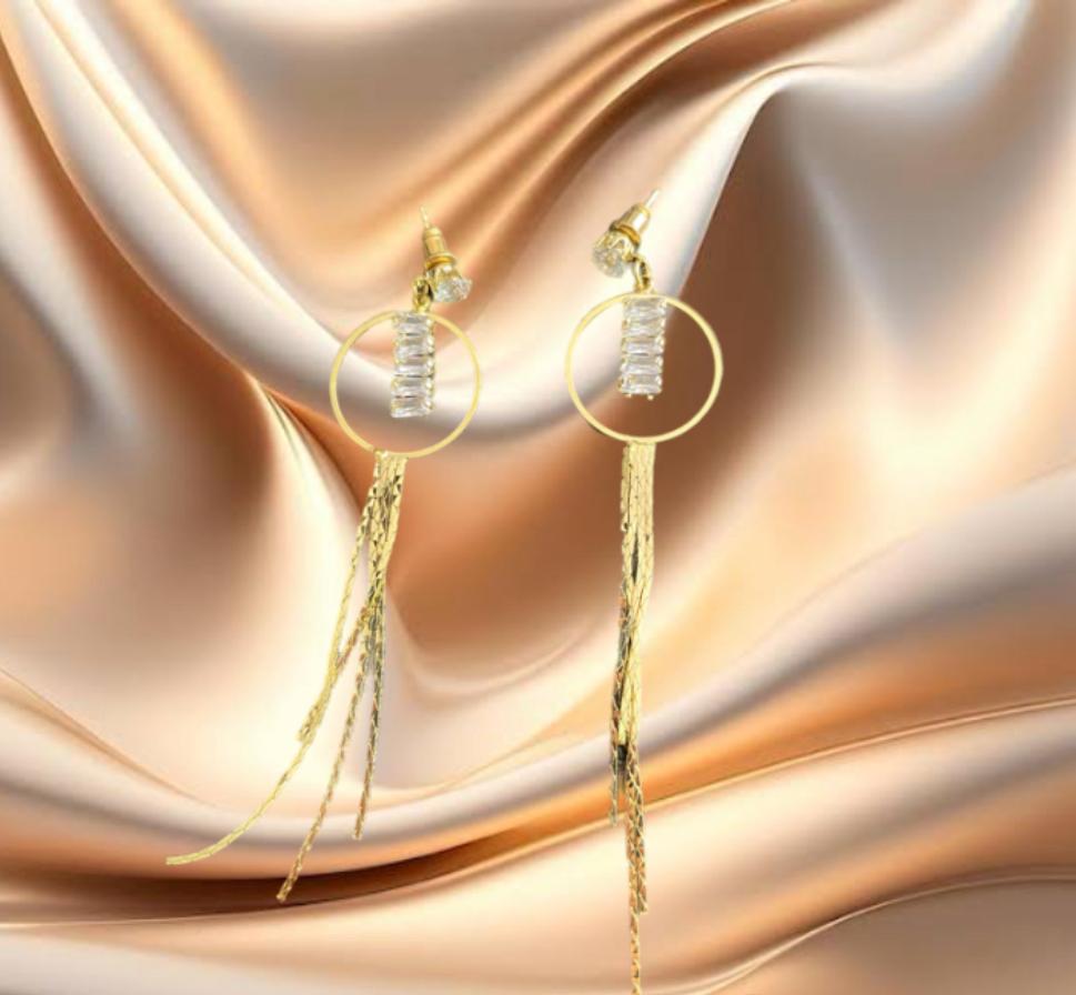 ARETES COLGANTES CON ZIRCONIA BLANCA