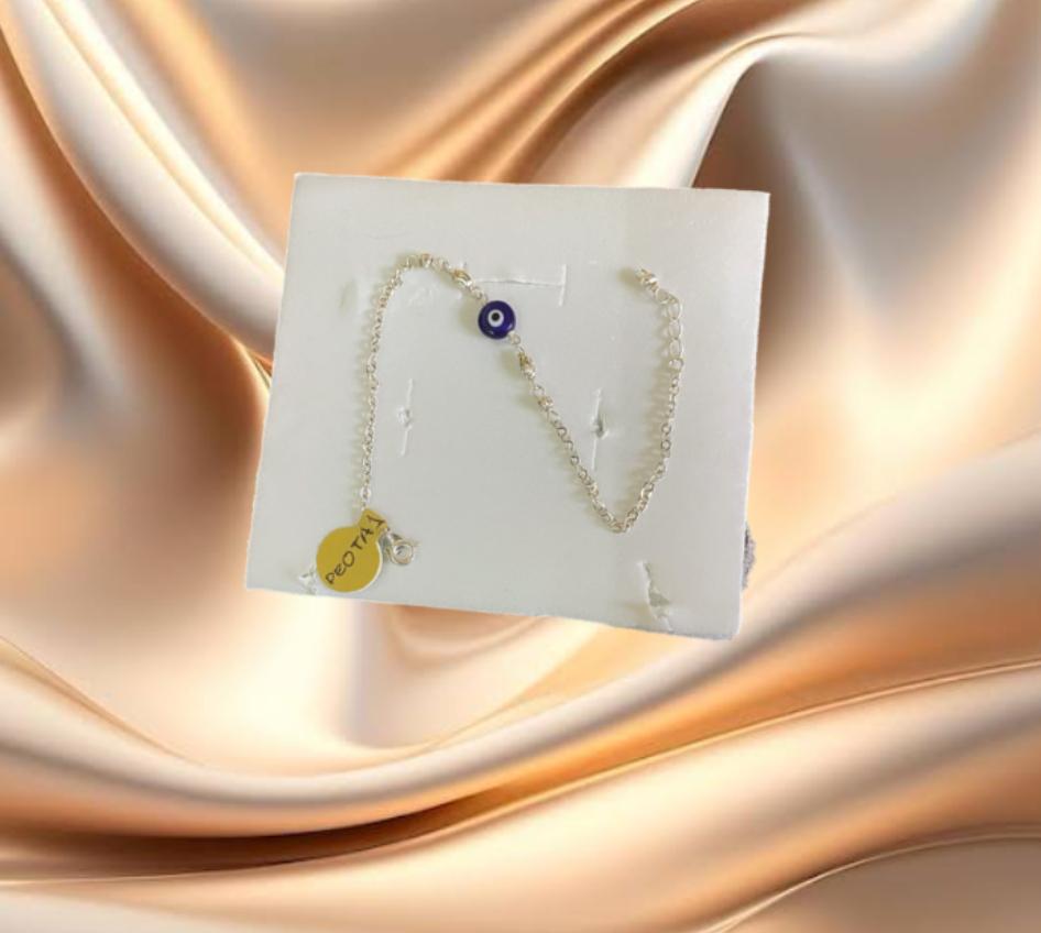 PULSERA DE ESLABON CON OJO TURCO AZUL